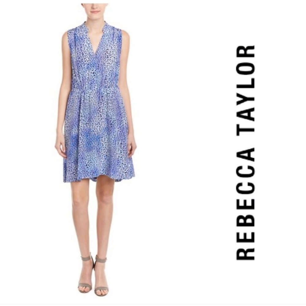 Rebecca Taylor blue Leopard Fever silk Dress 12